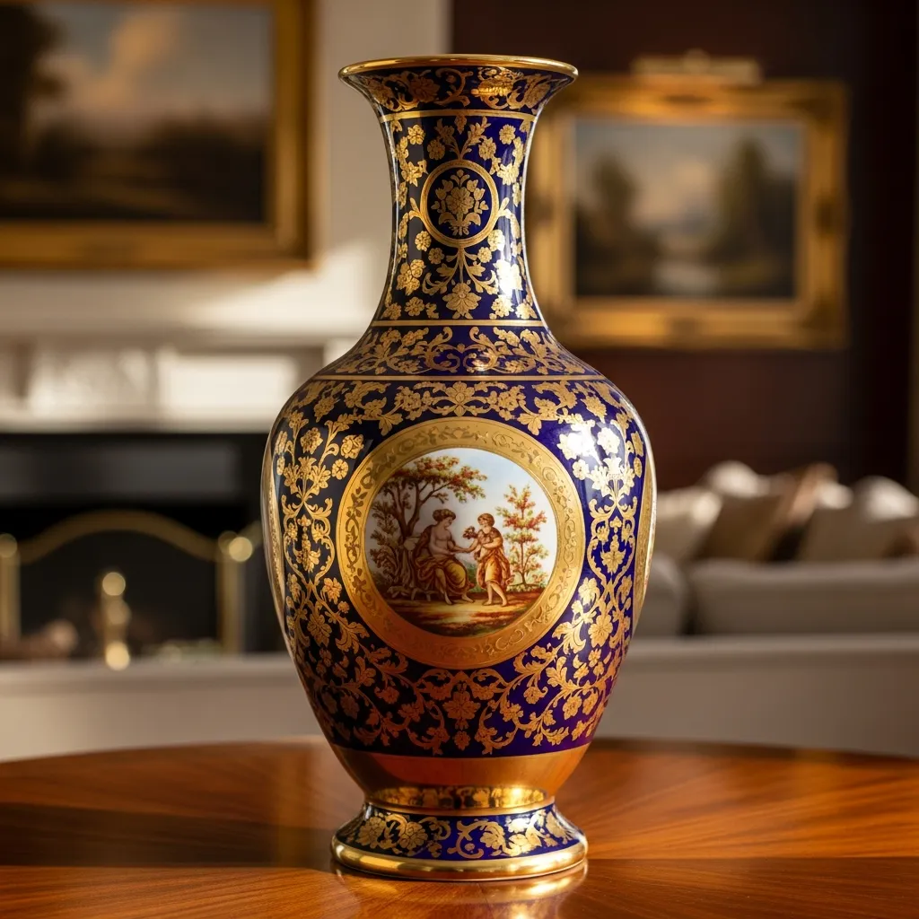 Handcrafted ceramic vase with organic pattern